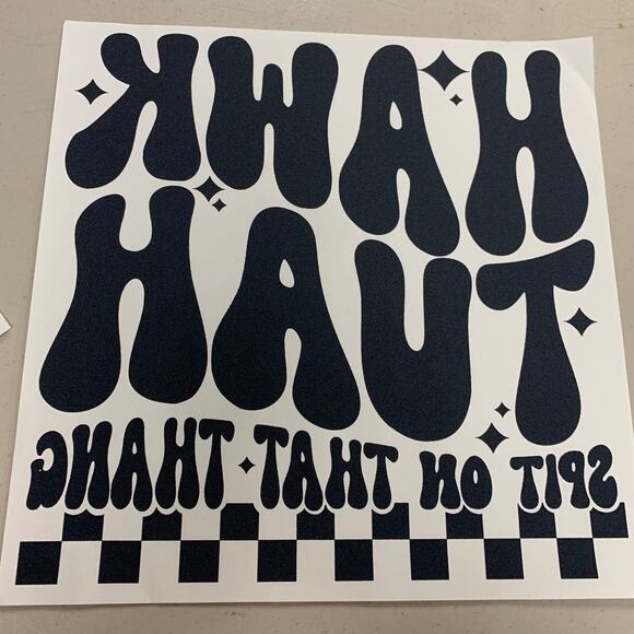 Set of 4 Hawk Tuah Spit On That Thang Black Heat Transfer Vinyl HTV for Shirts - Picture 2 of 3